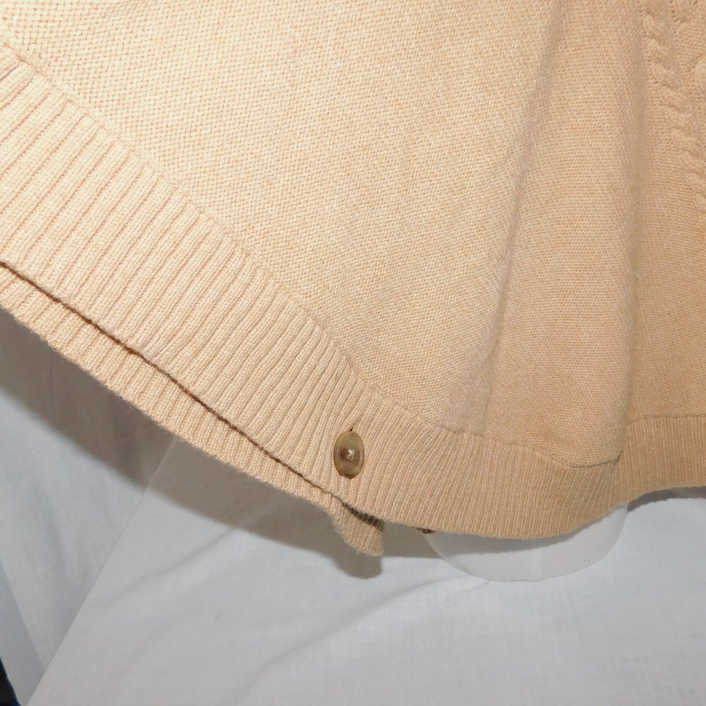 GAP Women XS Oversized Brown Tan Cable Knit Wool blend Turtleneck Poncho Sweater - Picture 8 of 11